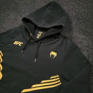 UFC Venum Hoodie Mens Medium Black Gold Fight Night Walkout Sweatshirt